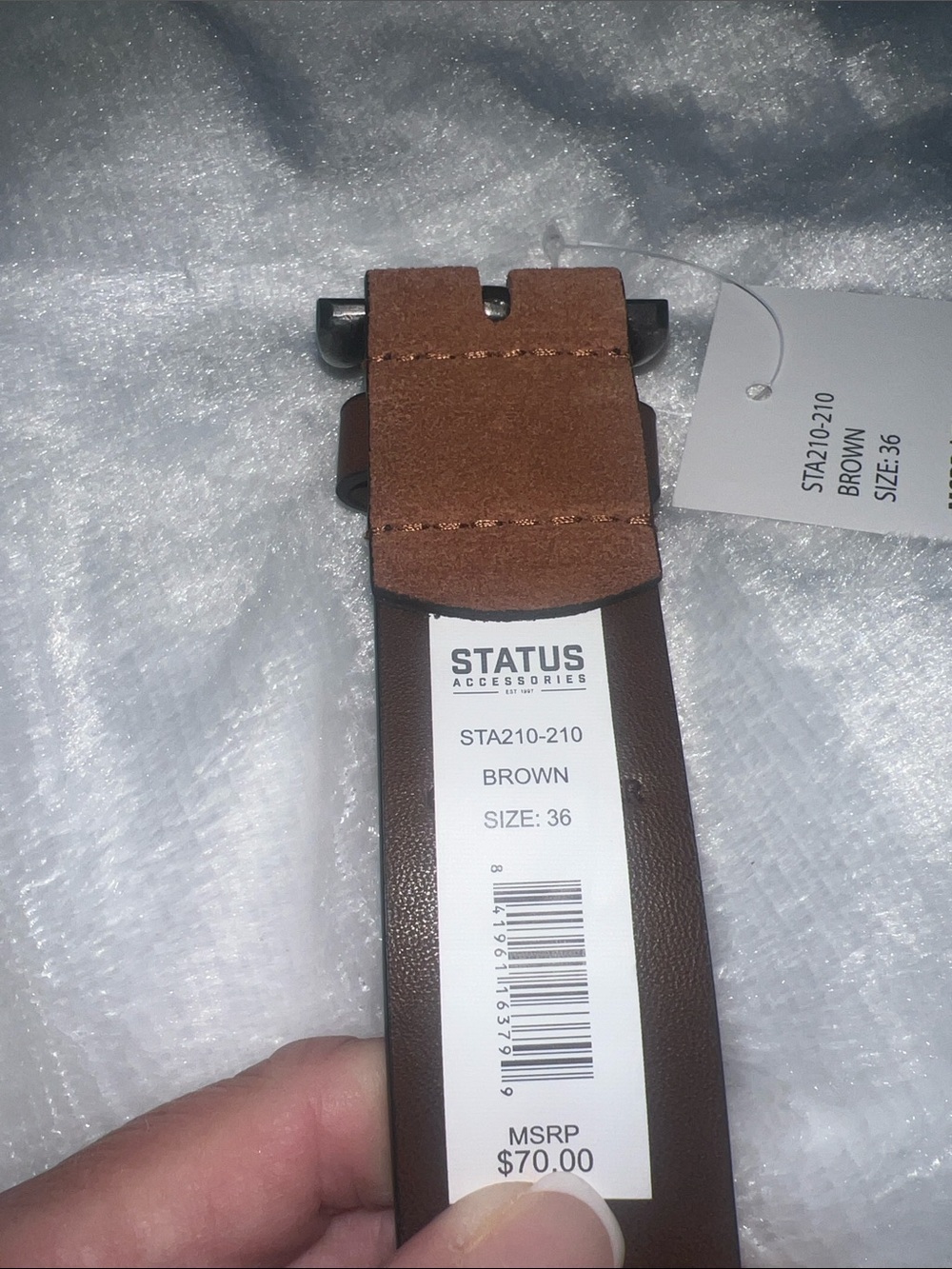 Status Brown Leather Men's Belt - Picture 4 of 7